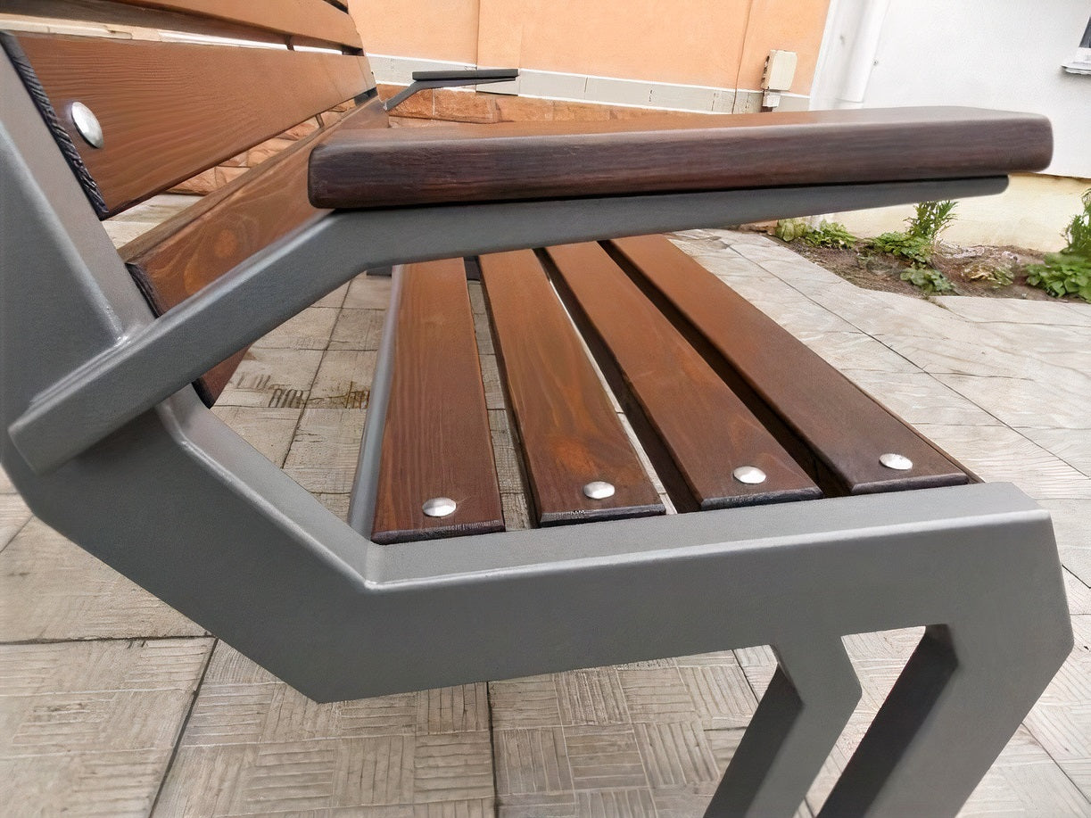 Modern Outdoor Bench 6’ Metal Frame and Wood Seat